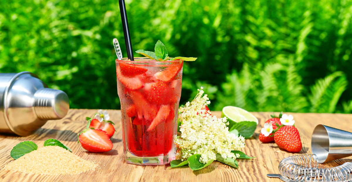 Strawberry and elderflower cocktail